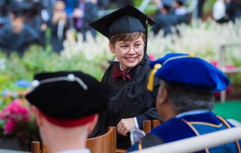 Image of Kayla Vodehnal on stage at the Special Ceremony for the Classes of 2020 and 2021