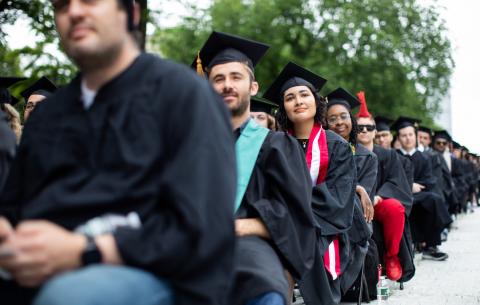 Image of graduates watching the Special Ceremony for the Classes of 2020 and 2021