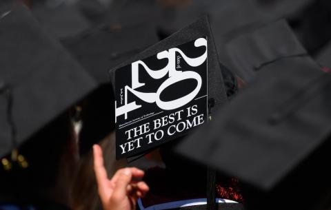 Image of a graduate's cap that says "2024: The best is yet to come"