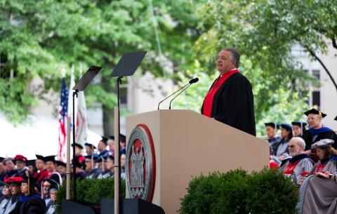 Image of Noubar Afeyan delivering the keynote speech